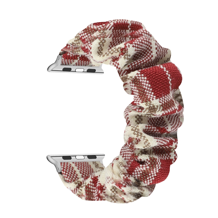 Checked Hair Tie Watch Band For Apple Watch Series 9&8&7 41mm / SE 3&SE 2&6&SE&5&4 40mm / 3&2&1 38mm(Apricot)