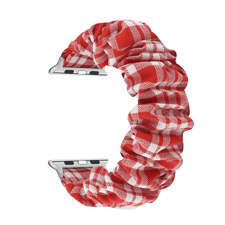 Checked Hair Tie Watch Band For Apple Watch Series 9&8&7 41mm / SE 3&SE 2&6&SE&5&4 40mm / 3&2&1 38mm(Pink)