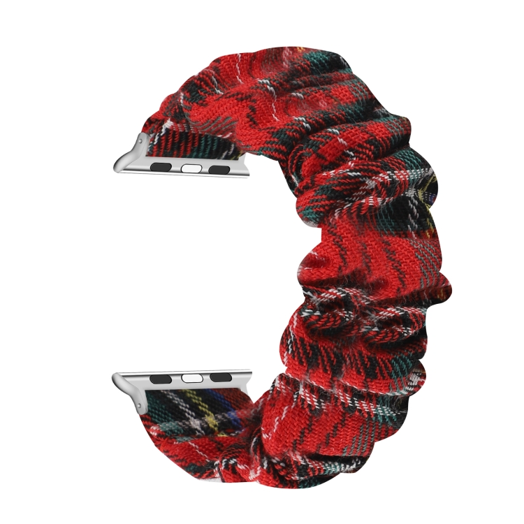Checked Hair Tie Watch Band For Apple Watch Series 9&8&7 41mm / SE 3&SE 2&6&SE&5&4 40mm / 3&2&1 38mm(Red)