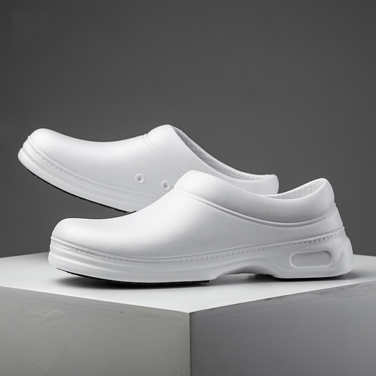Chef Shoes Non-slip Kitchen Shoes Canteen Chef Cleaning Work Shoes Hotel Work Shoes, Size:36(White)