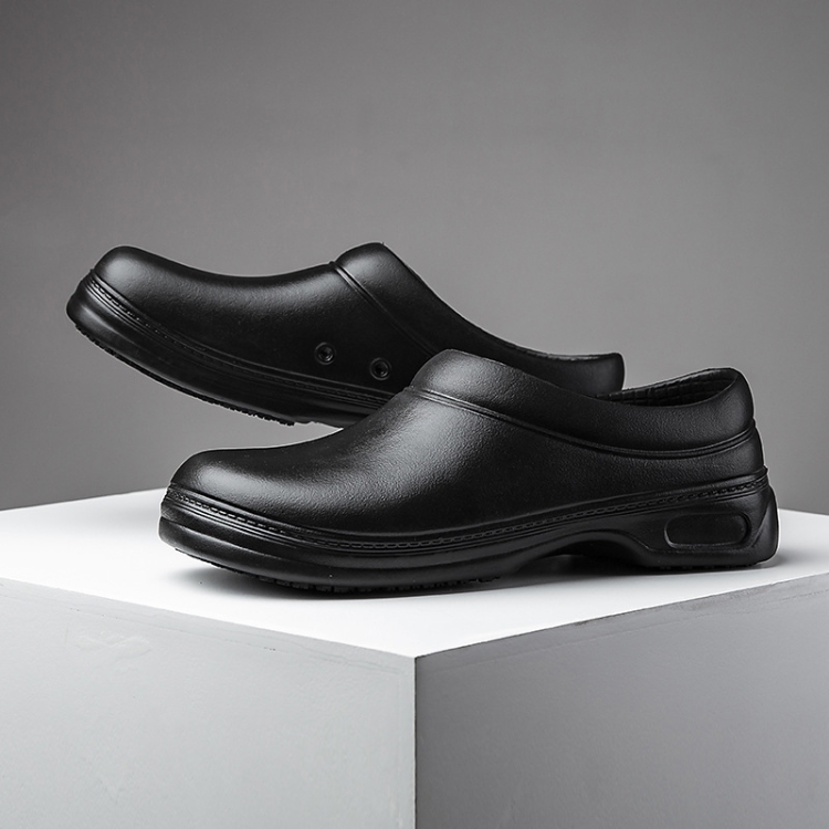 Chef Shoes Non-slip Kitchen Shoes Canteen Chef Cleaning Work Shoes Hotel Work Shoes, Size:38(Black)