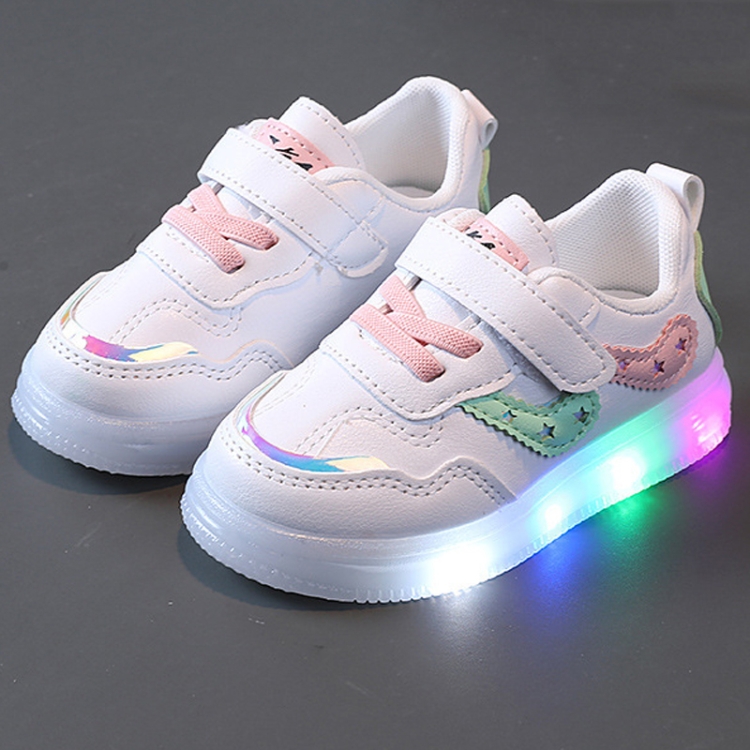 Children Board Shoes LED Light-Up Casual Footwear Boys And Girls Shoes, Size: 24(Pink)