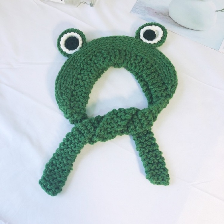 Children Cartoon Frog Big Eyes Earmuffs Hair Hat Bomer Hat(Green)