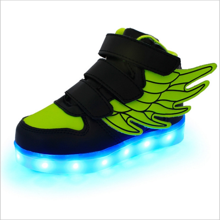 Children Colorful Light Shoes LED Charging Luminous Shoes, Size: 30(Black Green)