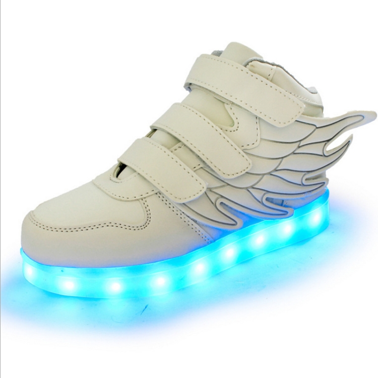 Children Colorful Light Shoes LED Charging Luminous Shoes, Size: 34(White)