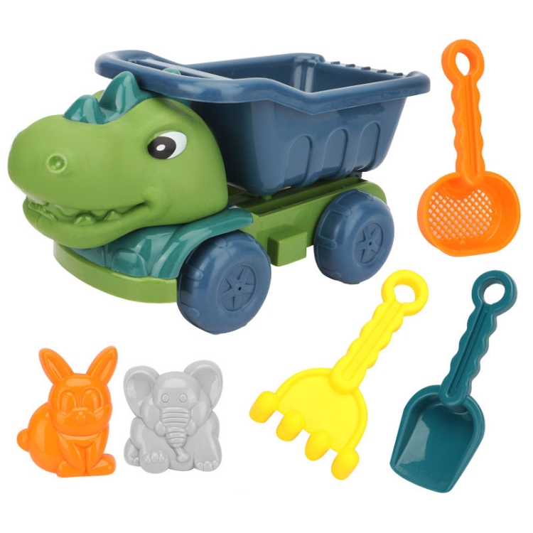 Children Dinosaur Engineering Car Shovel Beach Toys Set Baby Outdoor Water Dredging Tool, Color: 8295-67 (Light Green)