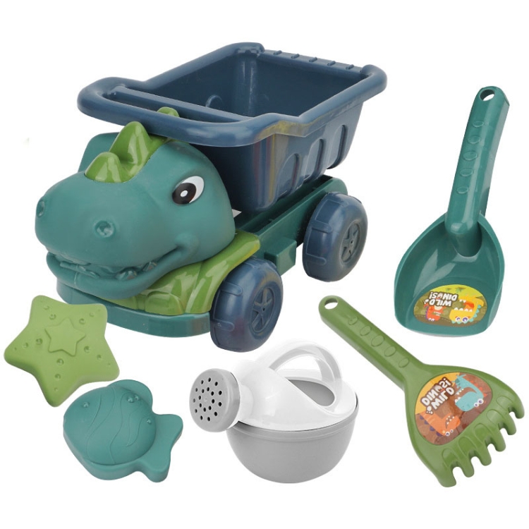 Children Dinosaur Engineering Car Shovel Beach Toys Set Baby Outdoor Water Dredging Tool, Color: 8295-67A (Dark Green)
