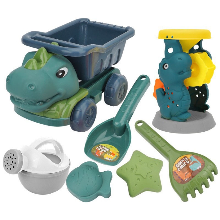 Children Dinosaur Engineering Car Shovel Beach Toys Set Baby Outdoor Water Dredging Tool, Color: 8295-67B (Dark Green)
