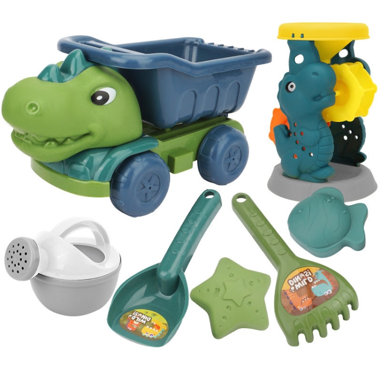 Children Dinosaur Engineering Car Shovel Beach Toys Set Baby Outdoor Water Dredging Tool, Color: 8295-67B (Light Green)
