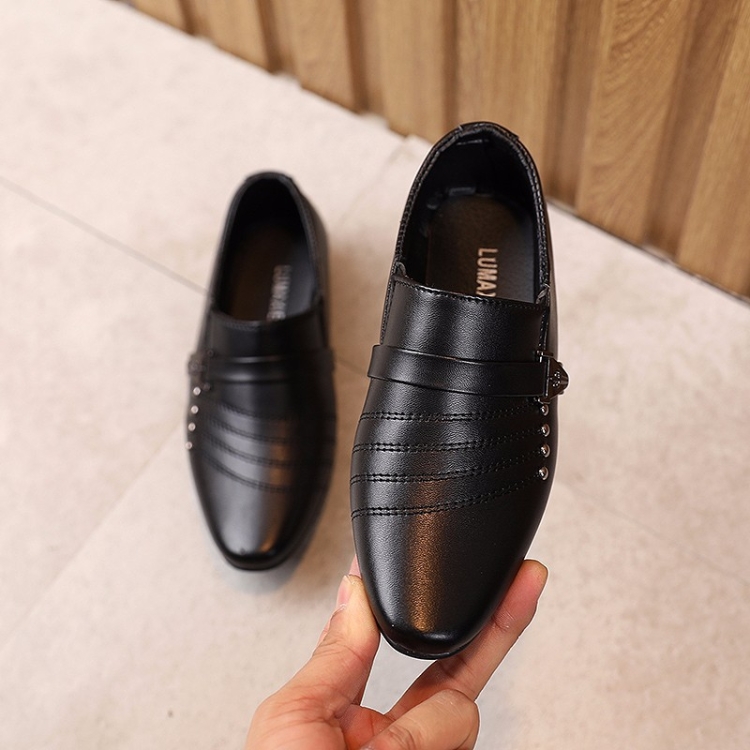 Children Dress Leather Shoes British Style Casual Performance Shoes, Size: 33(Black)