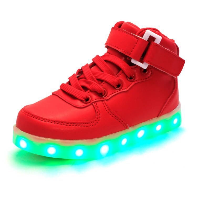 Children LED Luminous Shoes Rechargeable Sports Shoes, Size: 31(Red)