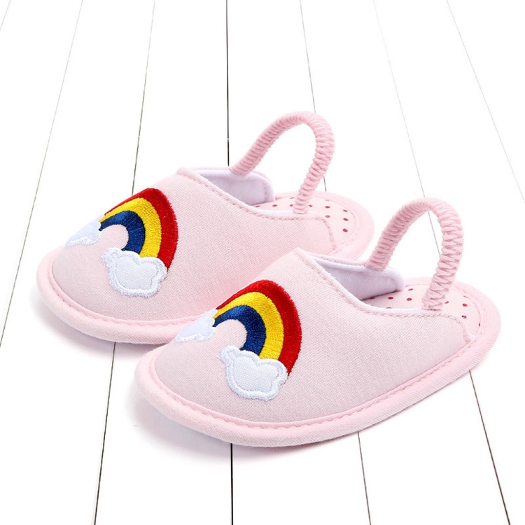 Children Slippers Female Non-slip 0-1 Years Old Cotton Soft Bottom Indoor Home Floor Shoes, Size:Inner Length 11cm(Pink Rainbow)