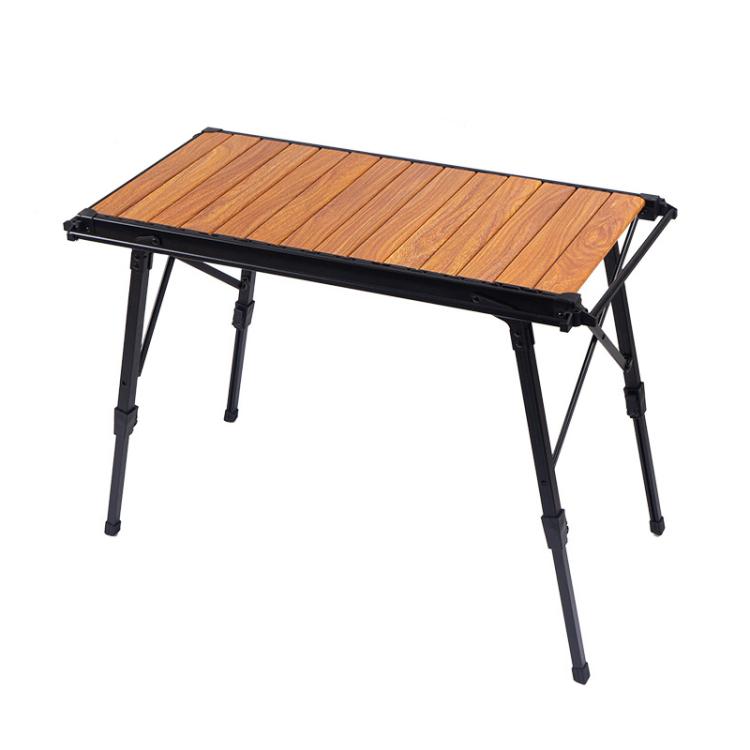 CLS Outdoor Aluminum Egg Roll Table Camping Folding Table, Style: 8744 Wood Grain