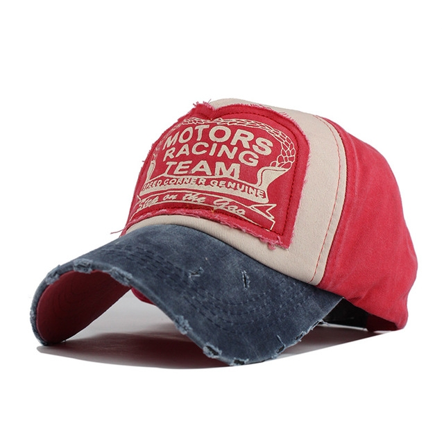 Colorful Baseball Cap Retro Letter Peaked Cap Sunhat Outdoor Leisure Travel Cap for Adult(Navy Blue + Watermelon Red)