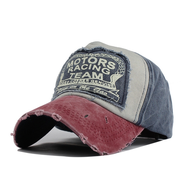 Colorful Baseball Cap Retro Letter Peaked Cap Sunhat Outdoor Leisure Travel Cap for Adult(Red + Navy Blue)