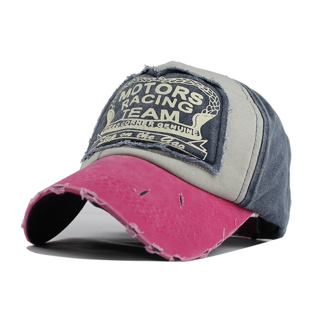 Colorful Baseball Cap Retro Letter Peaked Cap Sunhat Outdoor Leisure Travel Cap for Adult(Rose Purple + Navy Blue)