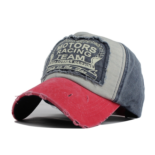 Colorful Baseball Cap Retro Letter Peaked Cap Sunhat Outdoor Leisure Travel Cap for Adult(Watermelon Red + Navy Blue)