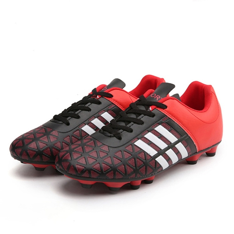 Comfortable and Lightweight PU Soccer Shoes for Children & Adult (Color:Red Size:35)