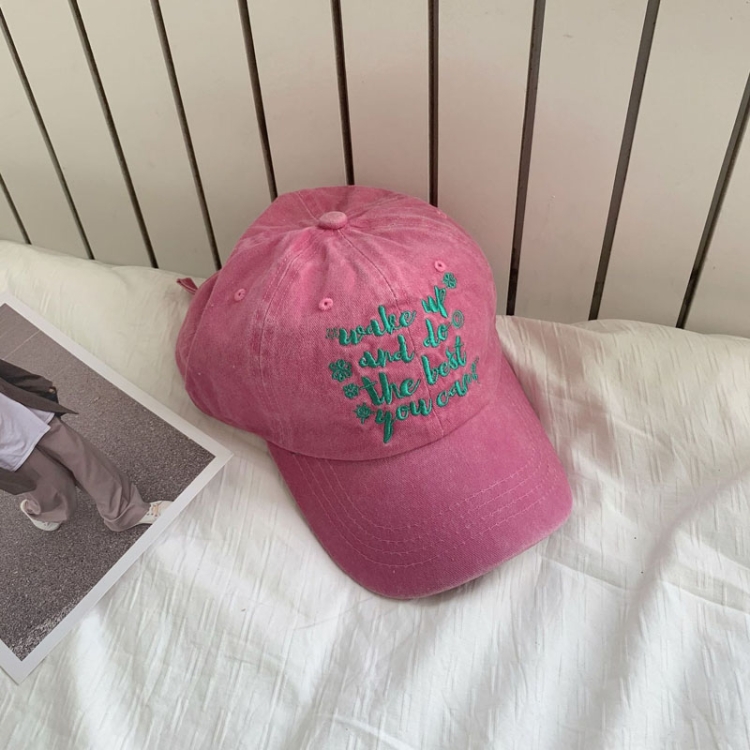 Contrast Color Flower English Embroidery Retro Soft Top Baseball Cap(Pink)