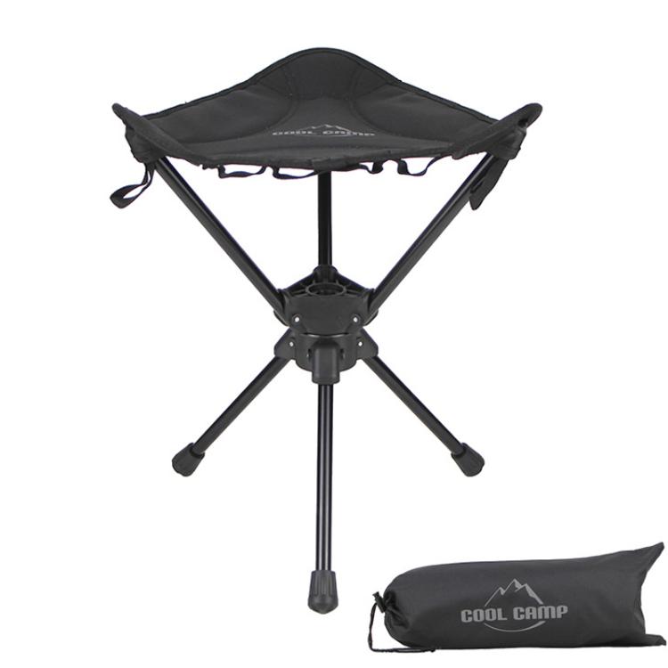 COOL CAMP C-Y008 Outdoor Camping Swivel Folding Chair Aluminum Alloy Triangular Stool For Hiking Fishing Barbecuing(Black)