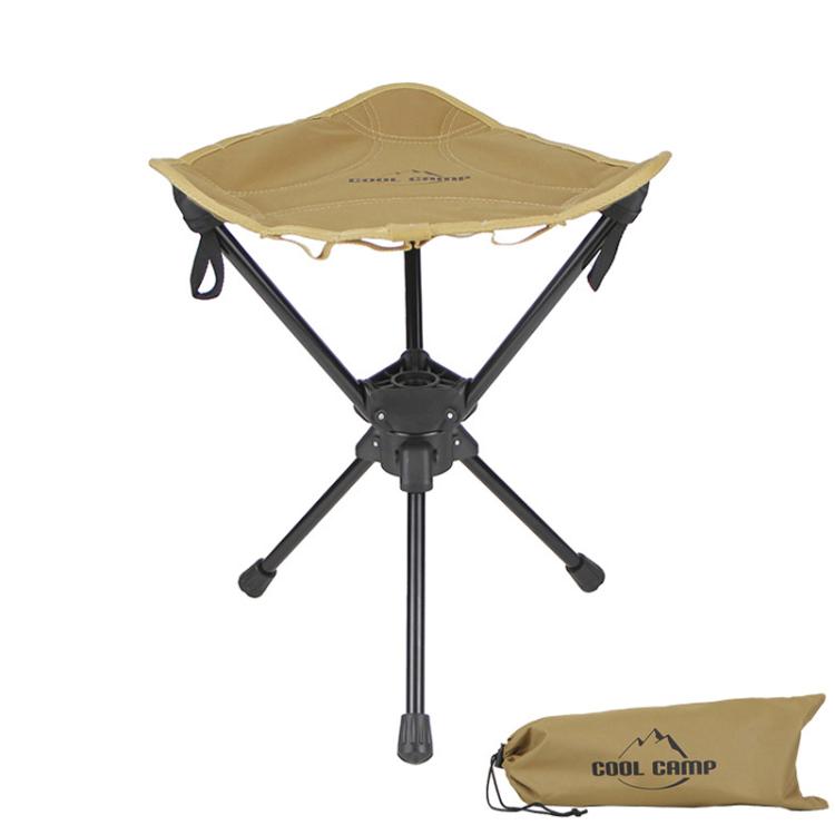 COOL CAMP C-Y008 Outdoor Camping Swivel Folding Chair Aluminum Alloy Triangular Stool For Hiking Fishing Barbecuing(Khaki)