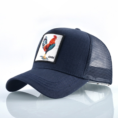 Cotton Embroidered Animal Baseball Cap(Blue Cock)