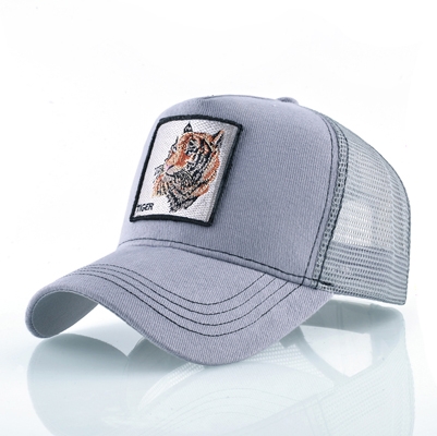 Cotton Embroidered Animal Baseball Cap(Gray Tiger)