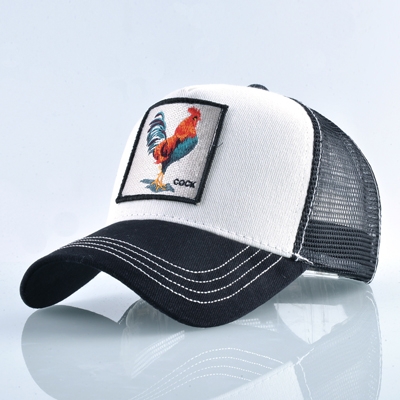 Cotton Embroidered Animal Baseball Cap(White Cock)