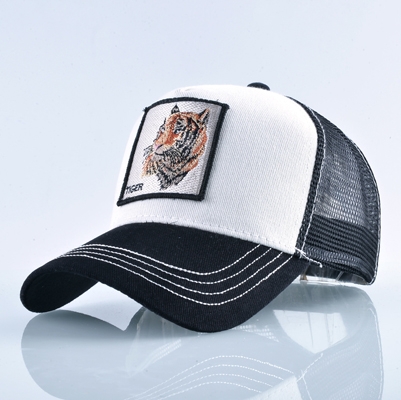 Cotton Embroidered Animal Baseball Cap(White Tiger)