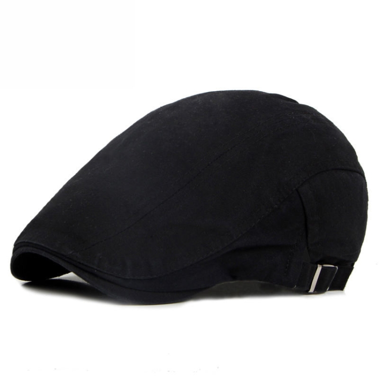 Cotton Solid Color Retro Style Cap Front Cap(Black)