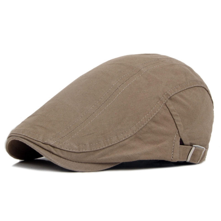 Cotton Solid Color Retro Style Cap Front Cap(Light Khaki)