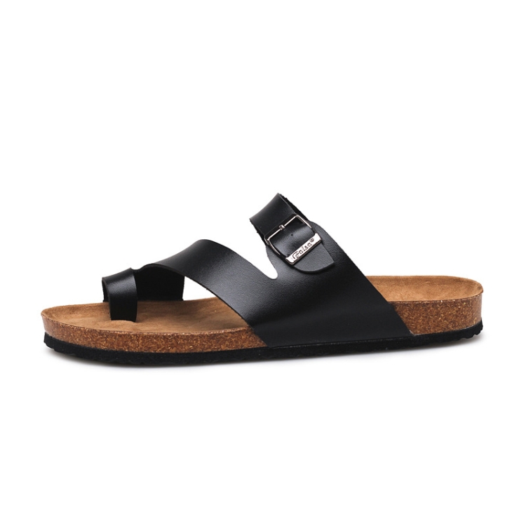 Couple Cork Slippers Men Summer Flip-flops Beach Sandals, Size: 36(Black)