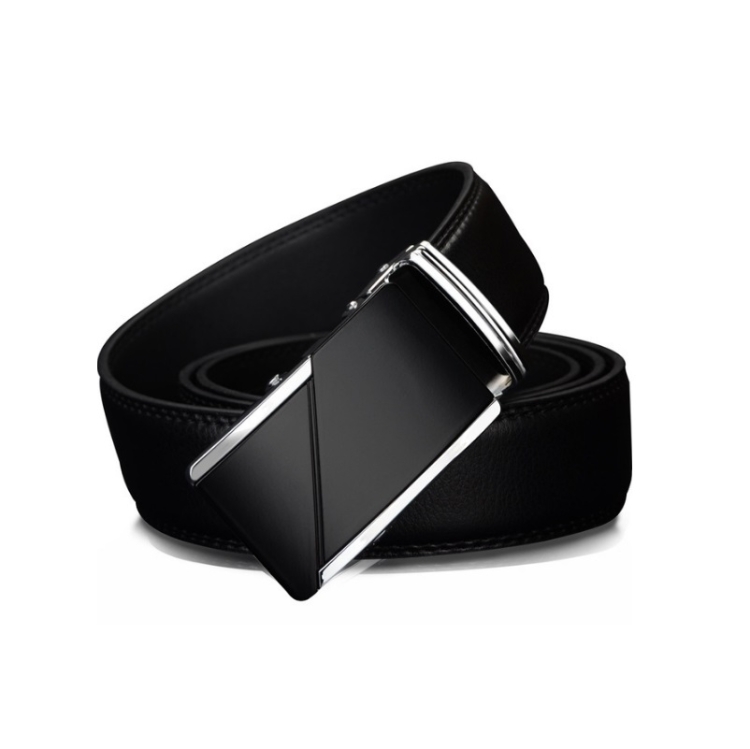 COWATHER CZ025 Men Fashion Business Two-Layer Cowhide Automatic Buckle Belt, Length: 110cm(Black)