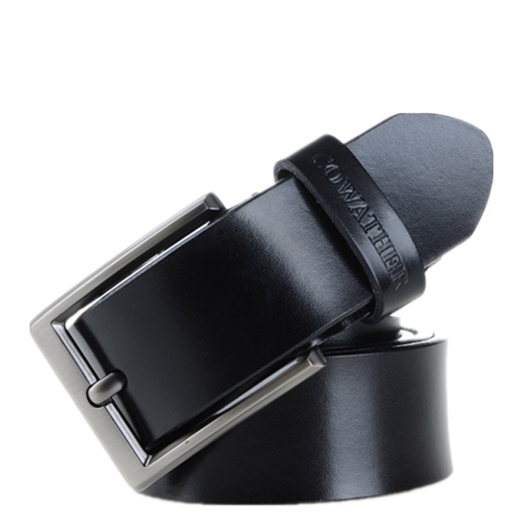 COWATHER XF002 Men The Second Layer Cowhide Business Casual Pin Buckle Belt, Belt Length:140cm(XF002 Black)