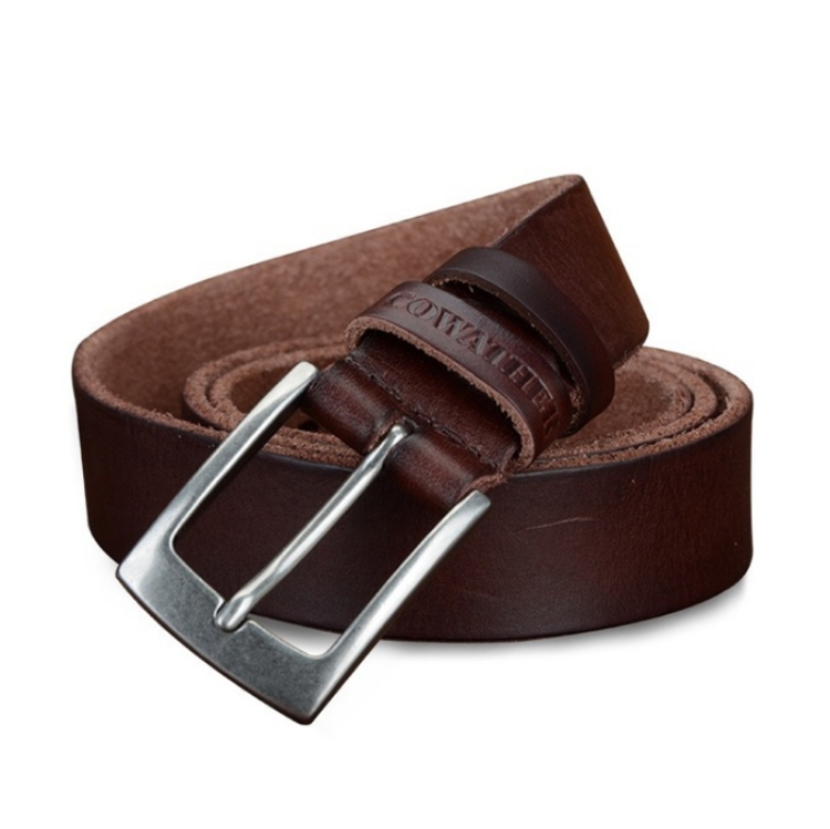 COWATHER XF018 Men Casual Business Pin Buckle Cowhide Belt, Length: 115cm(Brown)