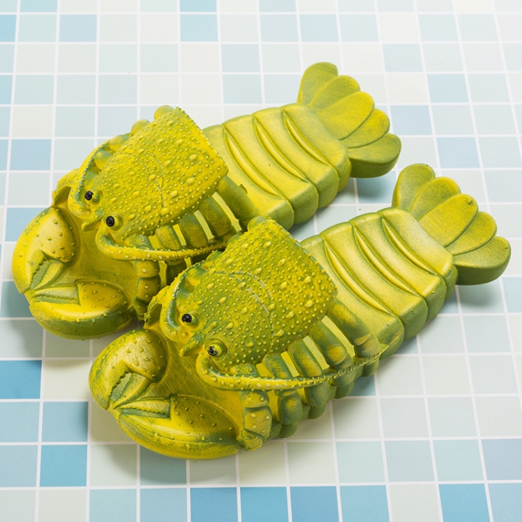Crayfish Beach Parent-Child Slippers Children Cartoon Slippers, Size: 24-25(Green)
