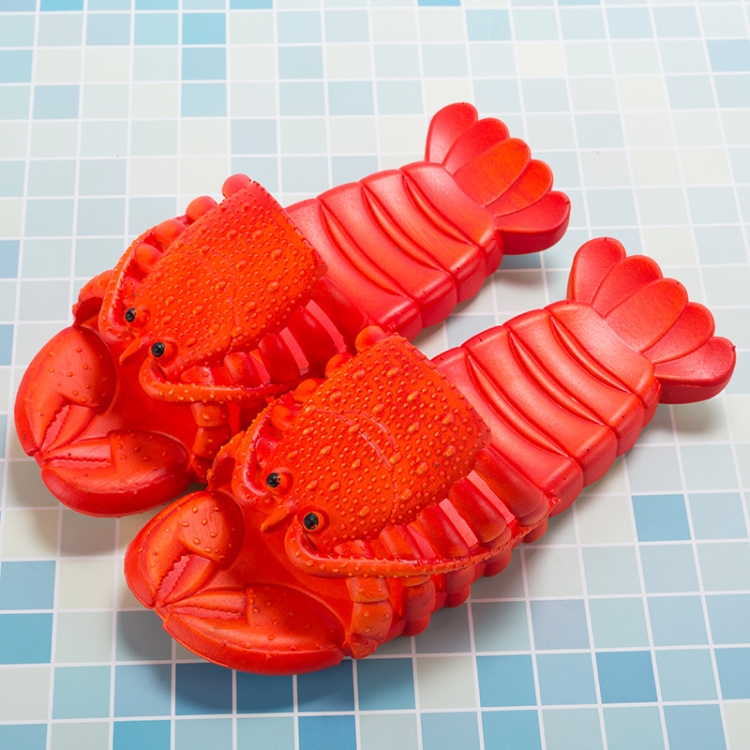 Crayfish Beach Parent-Child Slippers Children Cartoon Slippers, Size: 36-37(Red)