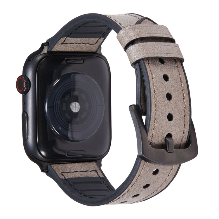 Crazy Horse Texture Leather Watch Band For Apple Watch Ultra 49mm&Watch Ultra 2 49mm / Series 9&8&7 45mm / SE 3&SE 2&6&SE&5&4 44mm / 3&2&1 42mm(Gray)