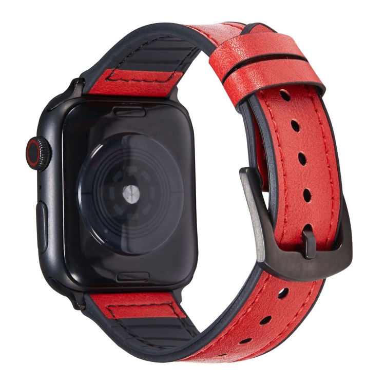 Crazy Horse Texture Leather Watch Band For Apple Watch Ultra 49mm&Watch Ultra 2 49mm / Series 9&8&7 45mm / SE 3&SE 2&6&SE&5&4 44mm / 3&2&1 42mm(Red)