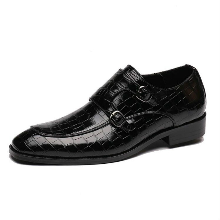 Crocodile Pattern Business Flat Bottom Leather Formal Shoes, Size:41(Black)