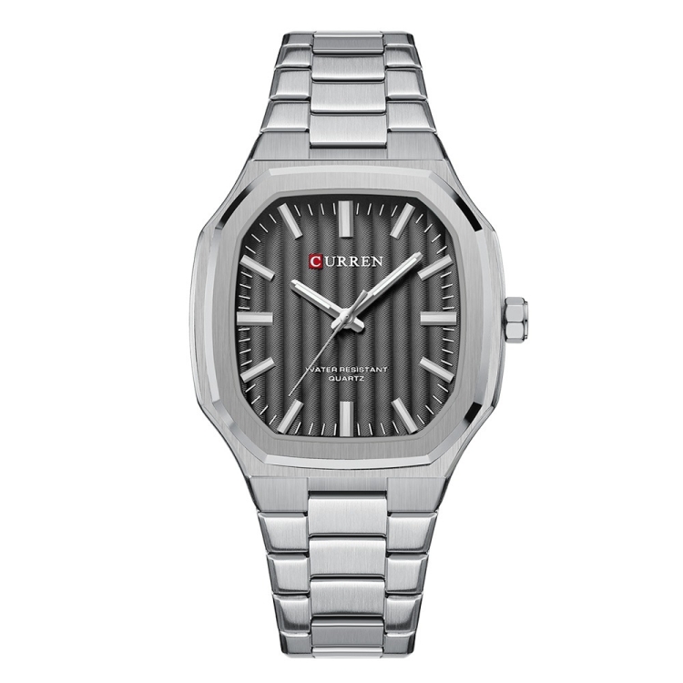 Curren 8458 Business Steel Strap Men Quartz Watch, Color: White Shell Black