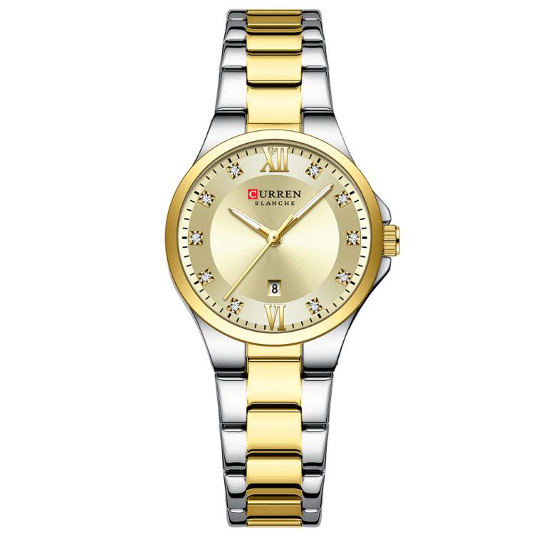 Curren Casual Steel Strap Ladies Calendar Watch(Gold)
