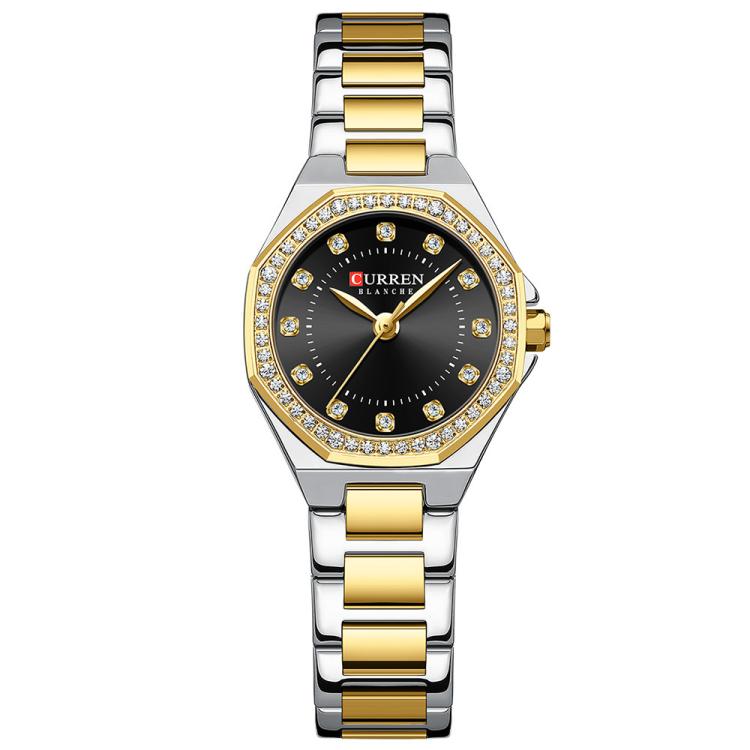 Curren Casual Steel Strap Luminous Women Watch, Color: Gold Black