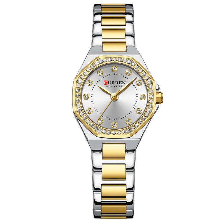 Curren Casual Steel Strap Luminous Women Watch, Color: Gold White