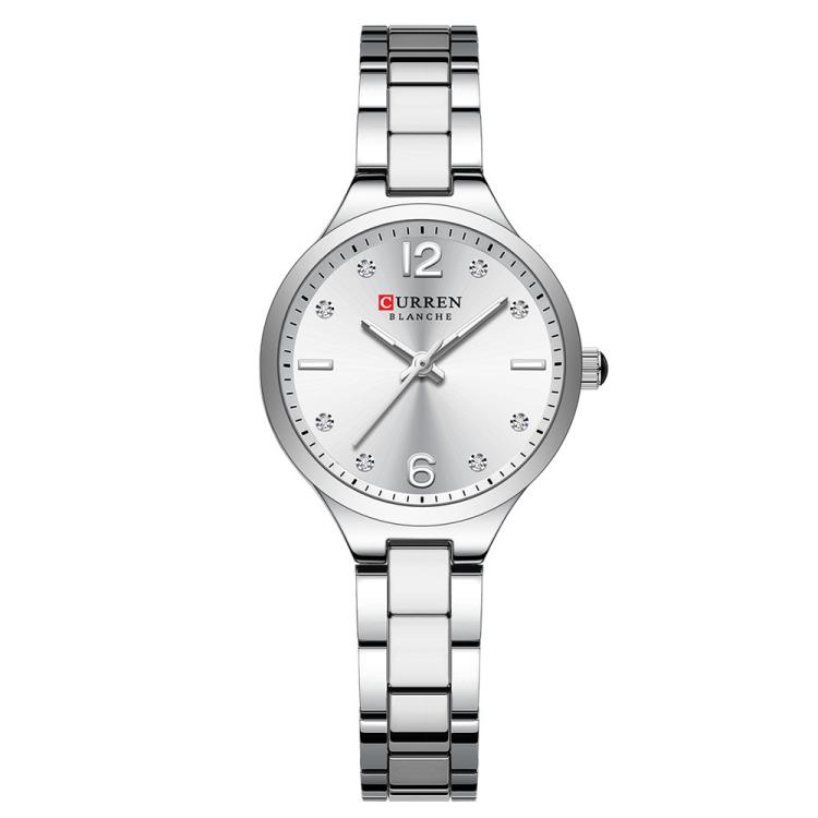 Curren Casual Steel Strap Women Watch(White)