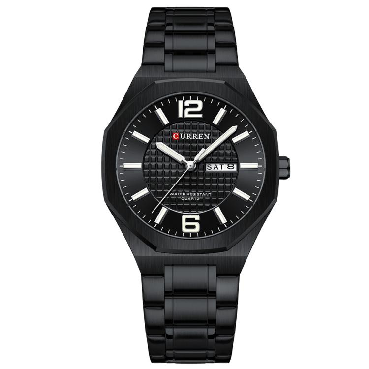 Curren Steel Band Calendar Men'S Business Quartz Watch(Black)