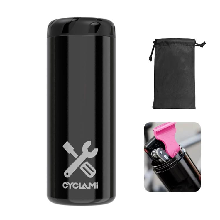 CYCLAMI Bicycle Repair Tool Canister Portable Water Bottle-Style Storage Can(Black)