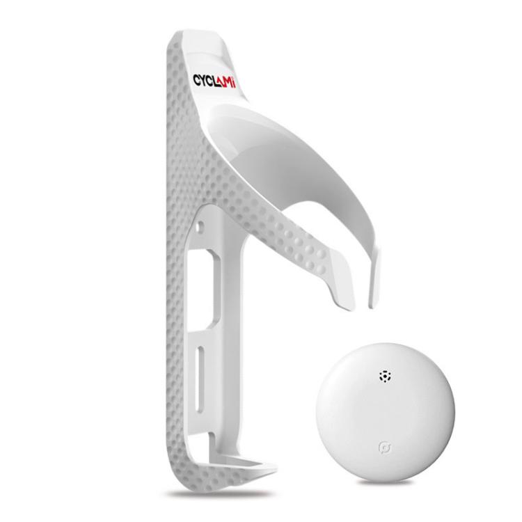 CYCLAMI Bicycle Water Bottle Cage Cycling Cup Holder, Color: White+CYC-HB15 Tracker