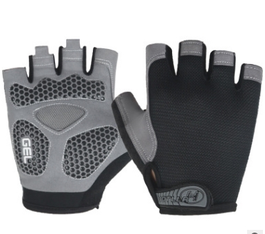 Cycling Shock Absorbing Anti-Slip Gloves Fitness Weight Lifting Training Half-finger Gloves, Size:M(Black)
