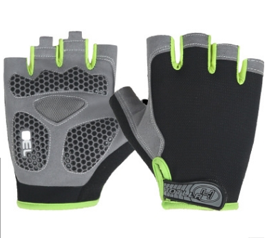 Cycling Shock Absorbing Anti-Slip Gloves Fitness Weight Lifting Training Half-finger Gloves, Size:M(Black+Green)